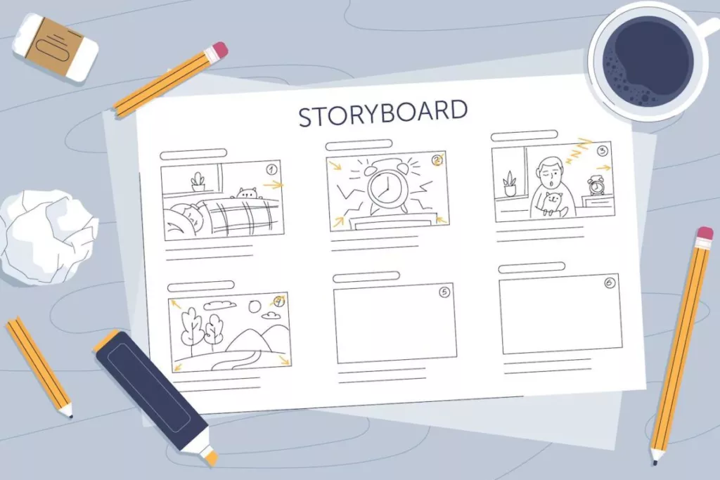 Illustration de la création d'un storyboard motion design