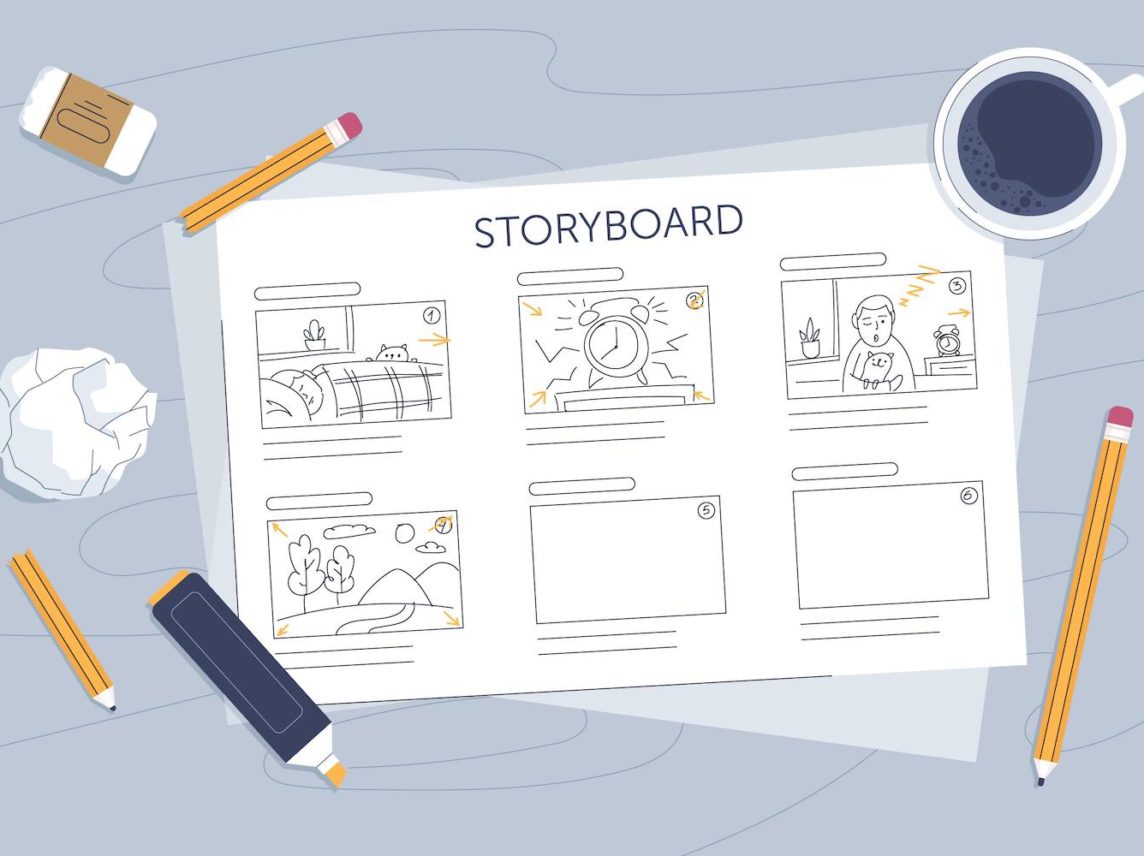 Illustration de la création d'un storyboard motion design