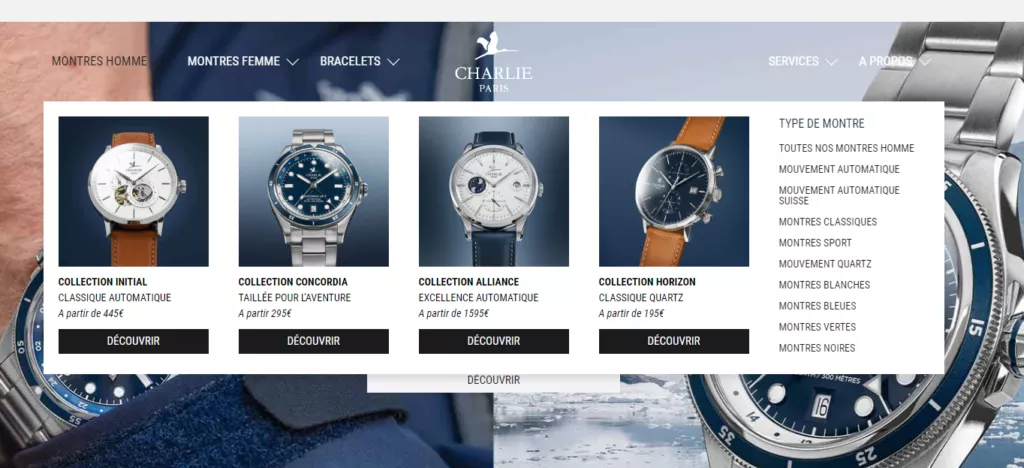 exemple arbo site e-commerce charlie paris